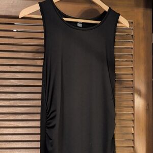 Black Ruched Sleeveless Tank Floor Length Dress - Formal